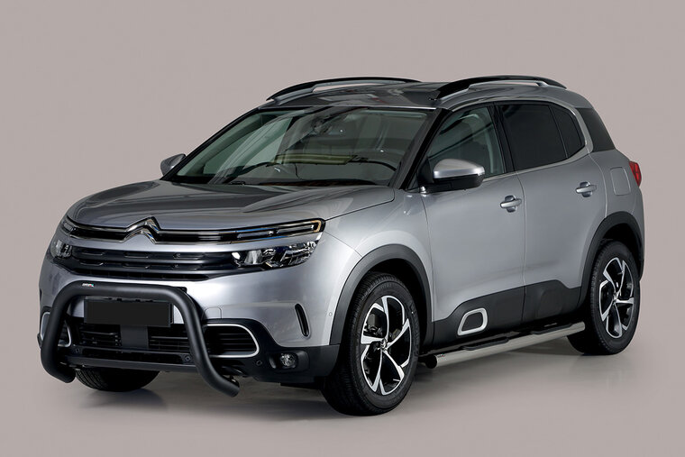 Citroën C5 Aircross 2019 tot heden – super pushbar Ø 76 mm met CE/EU certificaat - RVS 304 zwarte poedercoating