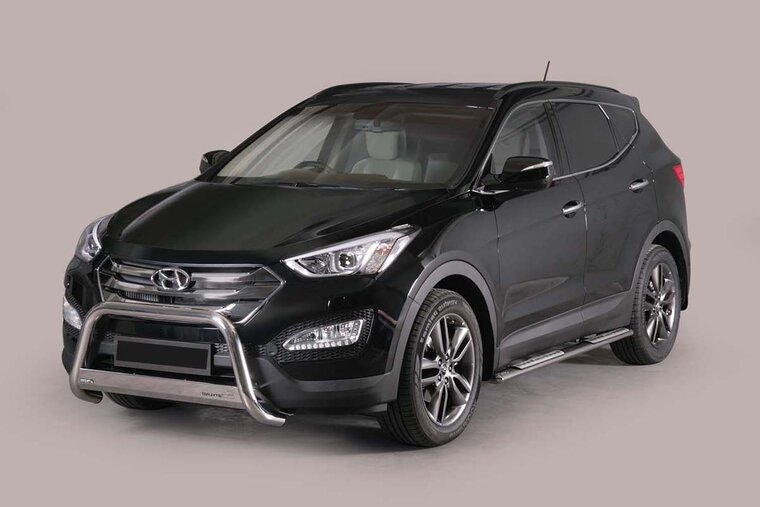 Hyundai Santa Fe 2012 tot 2019 - pushbar Ø 63 mm met CE/EU certificaat - RVS 304 hoogglans gepolijst