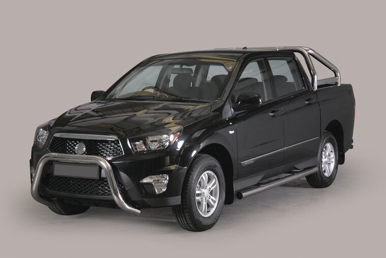 Ssangyong Actyon Sports 2012 tot heden - super pushbar Ø 76 mm met CE/EU certificaat - RVS 304 hoogglans gepolijst