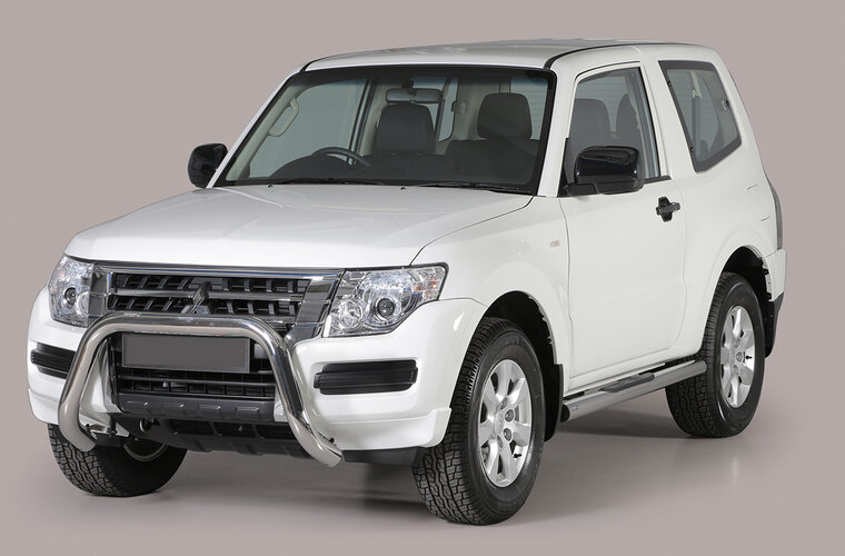 Mitsubishi Pajero V80 2015 tot 2021 - super pushbar Ø 76 mm met CE/EU certificaat - RVS 304 hoogglans gepolijst