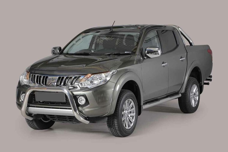 Mitsubishi L200 2015 tot 2018 - super pushbar Ø 76 mm met CE/EU certificaat - RVS 304 hoogglans gepolijst