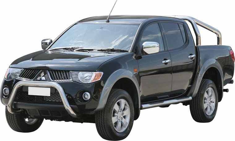 Mitsubishi L200 2006 tot 2015 - super pushbar Ø 76 mm met CE/EU certificaat - RVS 304 hoogglans gepolijst