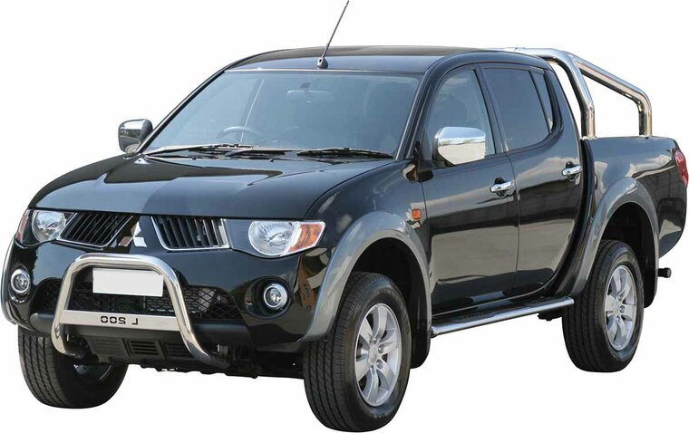 Mitsubishi L200 2006 tot 2015 - pushbar Ø 63 mm met modelnaam met CE/EU certificaat - RVS 304 hoogglans gepolijst