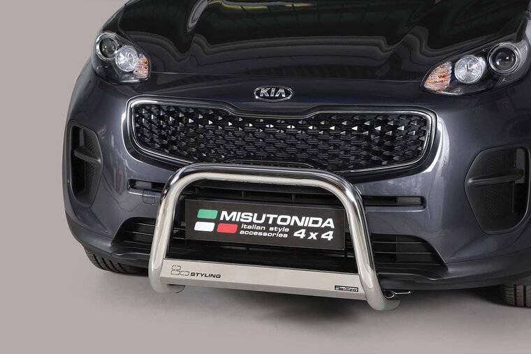 Kia Sportage 2015 tot 2018 - pushbar Ø 63 mm met CE/EU certificaat - RVS 304 hoogglans gepolijst