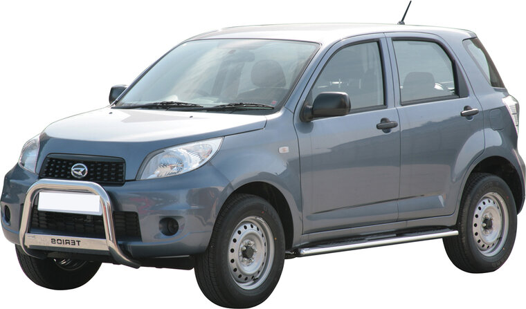 Daihatsu Terios 2010 tot 2018 – pushbar Ø 63 mm met modelnaam met CE/EU certificaat - RVS 304 hoogglans gepolijst