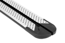 Suzuki Grand Vitara 3-deurs 2005 tot 2009 - aluminium treeplanken grijs - ronde nop Suzuki Grand Vitara 3-deurs 2005 tot 2009 - aluminium treeplanken grijs - ronde nop